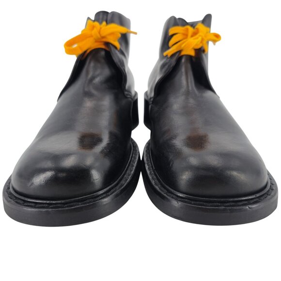 Vintage Paul May Italy Black Leather Chukka Ankle Boots Mens 9W Wide Tall Heels - Picture 3 of 11